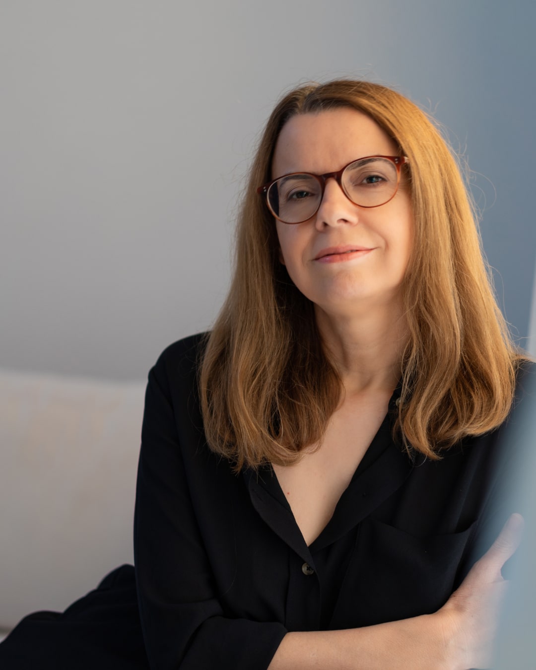 A female client smiling