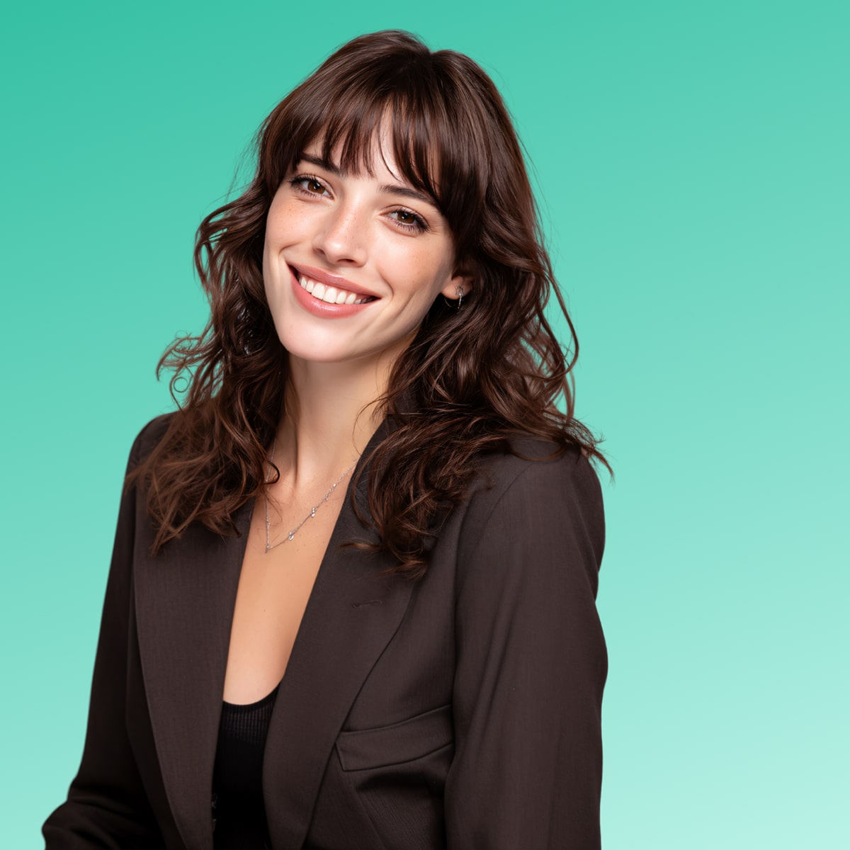 Brown-haired woman smiling